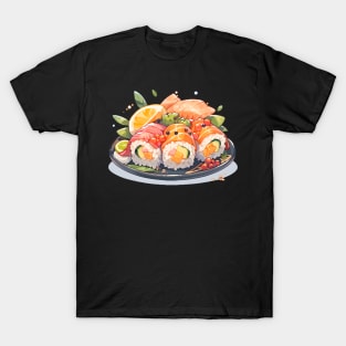 Cute Sushi Anime Food Pixel Art T-Shirt